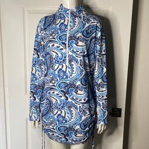 IBKUL 3/4 Zip Paisley Long Sleeve Rash guard Tunic Top Dress